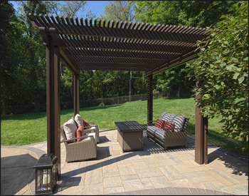 12 x 12 Aluminum Vintage Classic Pergola shown in Aged Bronze.