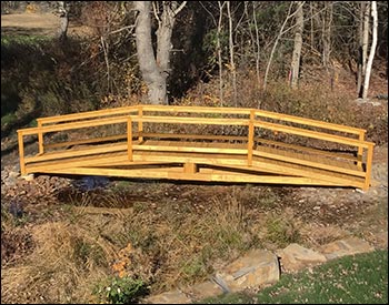 4 x 24 Treated Pine Hawthorne Bridge shown with Custom Spaced Double Rail and Cedar Tone Stain/Sealer.