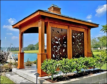 Floral Metal Privacy Panels shown in Copper Powder Coat Color