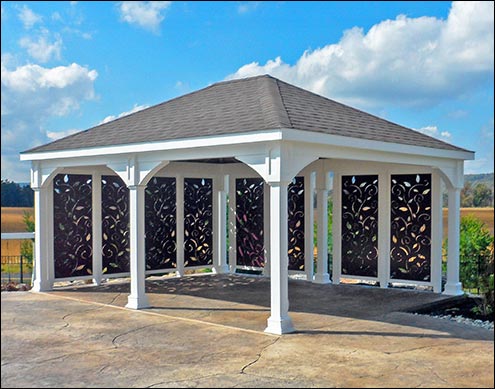 Floral Metal Privacy Panels shown in Copper Powder Coat Color