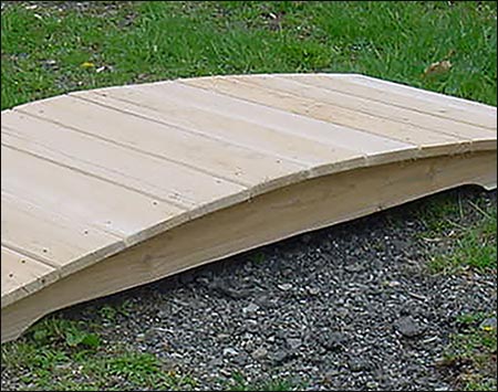 White Cedar Unstained Arched Plank Bridge